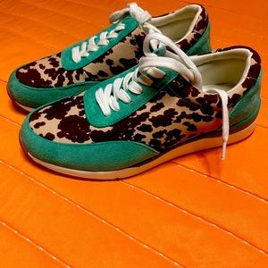 Crazy Train cow print sneakes